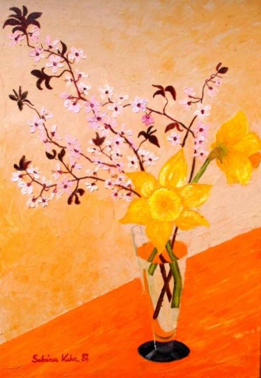 Peinture intitulée "Fleurs de Malou" par Sabrina Kuhn, Œuvre d'art originale