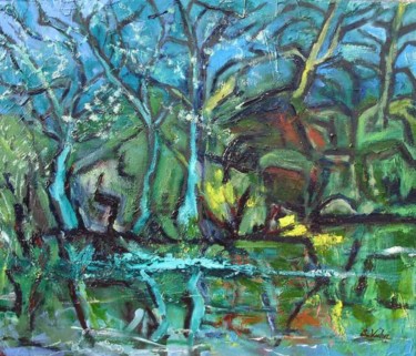 Peinture intitulée "La Forêt Humide" par Sabrina Kuhn, Œuvre d'art originale