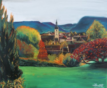 Painting titled "Un automne à Ornans" by Sabrina Pahin-Mourot (Sabrina PM), Original Artwork, Oil