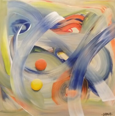 Painting titled "Le jeu de la balle 2" by Sabvia, Original Artwork, Acrylic