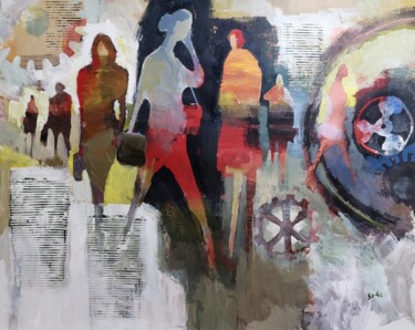 Pintura titulada "Homo urbanus Texto" por Sacha Barrette, Obra de arte original, Acrílico