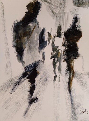 Malerei mit dem Titel "Hurry" von Sacha Barrette, Original-Kunstwerk, Acryl