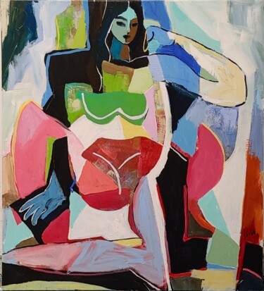 Painting titled "Femme Mosaïque II" by Sacha Barrette, Original Artwork, Acrylic