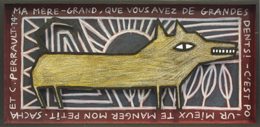 Peinture intitulée "Loup Soleil" par Sacha Schwarz, Œuvre d'art originale, Acrylique