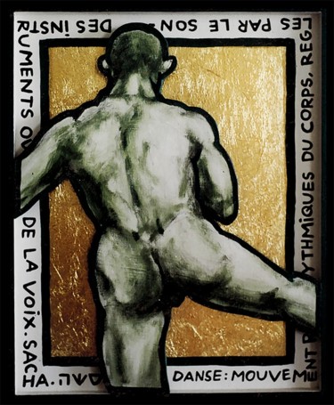 Peinture intitulée "homme de dos" par Sacha Schwarz, Œuvre d'art originale, Acrylique Monté sur Panneau de bois