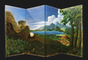 Peinture intitulée "Paravent paysage 5" par Sacha Schwarz, Œuvre d'art originale, Acrylique