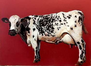 Dessin intitulée "Vache crayon fond r…" par Sacha Schwarz, Œuvre d'art originale, Crayon Monté sur Carton