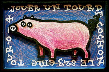 Peinture intitulée "cochon" par Sacha Schwarz, Œuvre d'art originale, Acrylique Monté sur Panneau de bois
