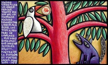Peinture intitulée "Le Corbeau et le Re…" par Sacha Schwarz, Œuvre d'art originale