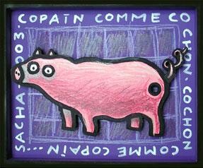 Peinture intitulée "Cochon" par Sacha Schwarz, Œuvre d'art originale