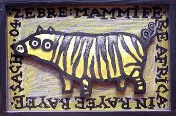 Peinture intitulée "Cochon-Zebre" par Sacha Schwarz, Œuvre d'art originale