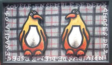 Peinture intitulée "Couple pinguins" par Sacha Schwarz, Œuvre d'art originale