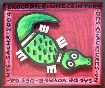 Peinture intitulée "Crocodile" par Sacha Schwarz, Œuvre d'art originale
