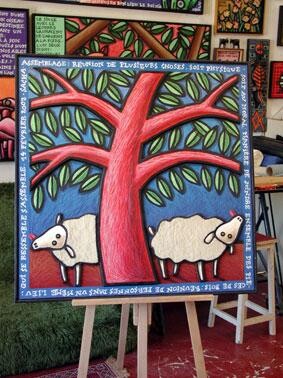 Peinture intitulée "Moutons" par Sacha Schwarz, Œuvre d'art originale