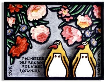 Peinture intitulée "Pingouins" par Sacha Schwarz, Œuvre d'art originale
