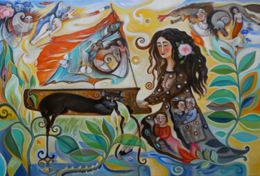 Schilderij getiteld "Martha Argerich" door Florence Blouet, Origineel Kunstwerk, Olie