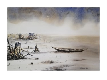 Painting titled "Storm Bangladesh 4" by Sada Canvas, Original Artwork, Watercolor