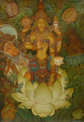 Painting titled "Hanuman&Seetha" by Sadanandan, Original Artwork