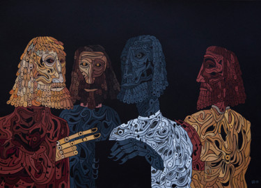Malarstwo zatytułowany „"Они узнали все из…” autorstwa David Sahakyants, Oryginalna praca, Gwasz