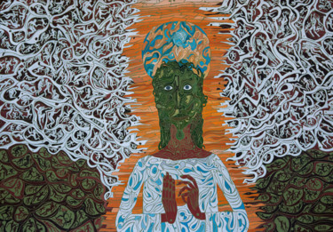 Pittura intitolato ""Плечами прижавшись…" da David Sahakyants, Opera d'arte originale, Gouache