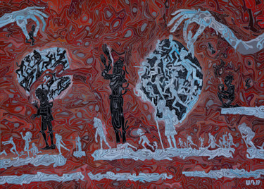 Schilderij getiteld ""Продавцы душ,окруж…" door David Sahakyants, Origineel Kunstwerk, Gouache