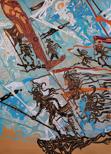 Pittura intitolato ""Игра в революцию.Б…" da David Sahakyants, Opera d'arte originale, Gouache
