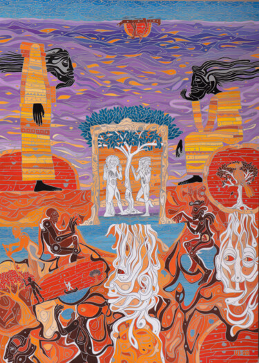 Pittura intitolato "once hell was empty" da David Sahakyants, Opera d'arte originale, Gouache