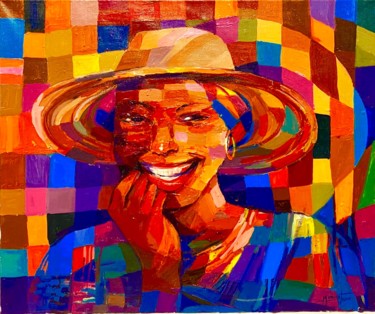 Peinture intitulée "Femme noire, femme…" par Mominet Sadia Roland, Œuvre d'art originale, Acrylique