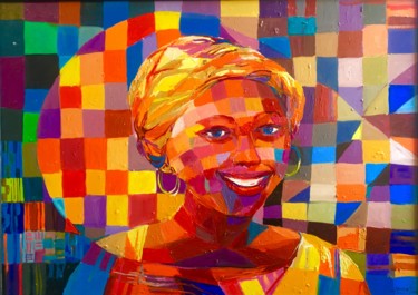 Peinture intitulée "Femme africaine" par Mominet Sadia Roland, Œuvre d'art originale, Acrylique