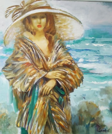 Painting titled "На море шторм2" by Liudmila Sadykova, Original Artwork, Oil