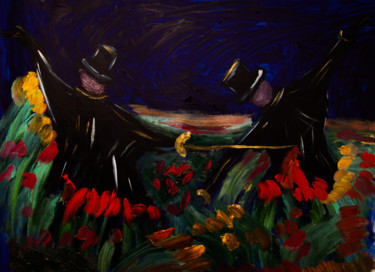 Painting titled ""Duels in the Night…" by Kolya Sadovnick, Original Artwork, Acrylic