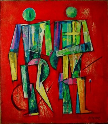 Картина под названием "двое" - Виталий Мухаровский, Подлинное произведение искусства