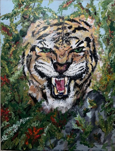 Painting titled "Rage" by Safa Triaa, Original Artwork, Acrylic Mounted on Wood Stretcher frame