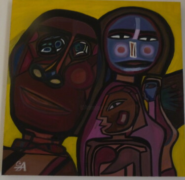 Malerei mit dem Titel "the family" von Safaa Abbaoui, Original-Kunstwerk, Öl