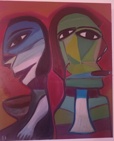 Картина под названием "moment de vie" - Safaa Abbaoui, Подлинное произведение искусства, Масло