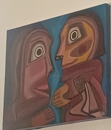 Peinture intitulée "rencontre de 2 âmes" par Safaa Abbaoui, Œuvre d'art originale, Huile