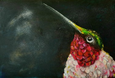 Pintura intitulada "Colibri" por Saf'Art, Obras de arte originais, Acrílico