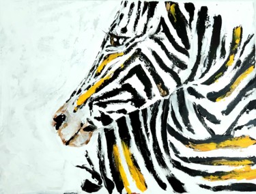 Schilderij getiteld "Zebre" door Saf'Art, Origineel Kunstwerk, Acryl
