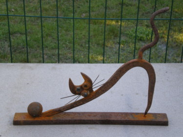 Sculpture titled "Chat libre ." by Jean Marc, Original Artwork