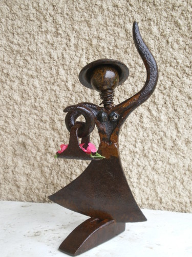 Sculpture titled "La villageoise" by Jean Marc, Original Artwork, Metals