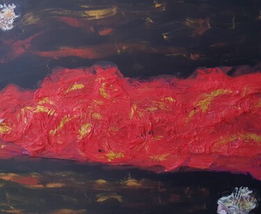 Картина под названием "NOIR ET ROUGE" - Safia Wosth, Подлинное произведение искусства, Акрил Установлен на Деревянная рама д…