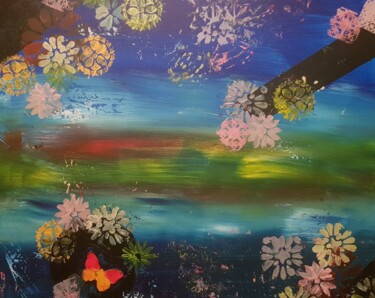 Painting titled "FLUIDITE ASIA" by Safia Wosth, Original Artwork, Acrylic