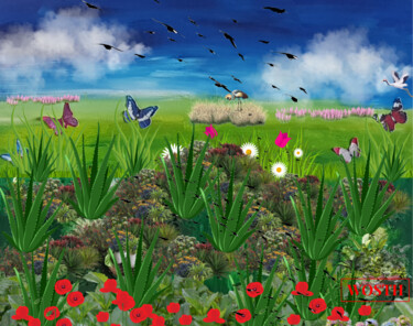 Arte digitale intitolato "La prairie 1 24" da Safia Wosth, Opera d'arte originale, Collage digitale
