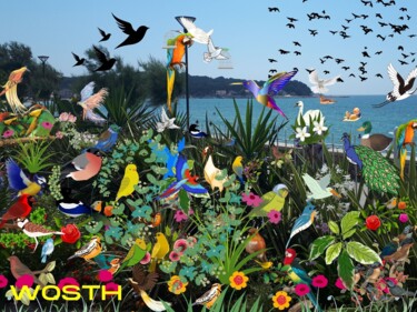 Digital Arts titled "Parade sur mer" by Safia Wosth, Original Artwork, AI generated image Mounted on Other rigid panel