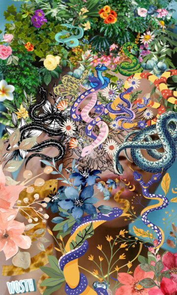Цифровое искусство под названием "Femme serpent" - Safia Wosth, Подлинное произведение искусства, Изображение, сгенерированн…