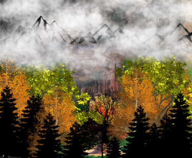 Digitale Kunst mit dem Titel "La forêt noire et l…" von Safia Wosth, Original-Kunstwerk, Digitale Collage Auf Andere starre…