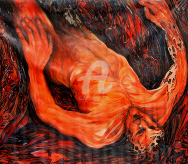 Картина под названием "Phyton falling into…" - Safir & Rifas, Подлинное произведение искусства, Масло