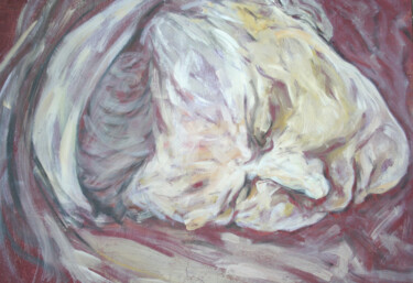 Painting titled "Old woman sleeping" by Safir & Rifas, Original Artwork, Oil