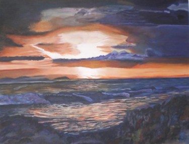 Peinture intitulée "coucher de soleil s…" par Gilles Sagot, Œuvre d'art originale