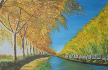 Peinture intitulée "le canal du midi" par Gilles Sagot, Œuvre d'art originale